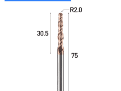 Tapered ballnose end mill 75mm long