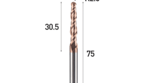Tapered ballnose end mill 75mm long